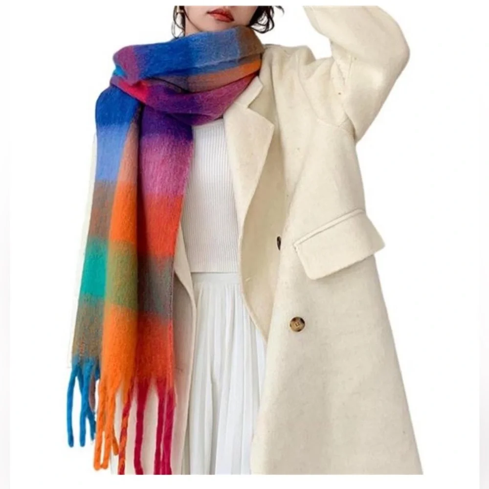 Brand New Multicolored Mohair Women’s Scarf – 82.7x15.7 in